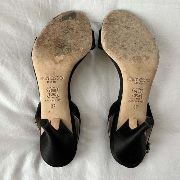 Jimmy Choo Black Satin Alfie Sandals, Size 7 - Picture 8 of 8